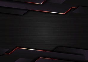 Abstract technology geometric glowing red and black color shiny motion dark metallic background. Template with header and footers for brochure, print, ad, magazine, poster, website, magazine, leaflet, annual report. Vector corporate
