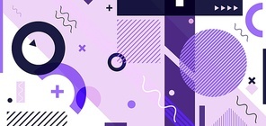 Abstract minimal geometric pattern purple memphis style white background. You can use for banner web design, presentation, poster, cover brochure, template, etc. Vector illustration