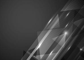 Abstract modern geometric pattern with lighting on dark background. Technology concept. Vector illustration