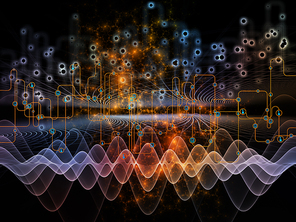 Connected World series. Backdrop of network diagrams , hi-tech symbols and fractal patterns  on the subject of modern technology, education and computer communications
