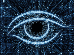 Eye of Knowledge series. Design composed of eye icon and arrow burst as a metaphor on the subject of  science, education and modern technology
