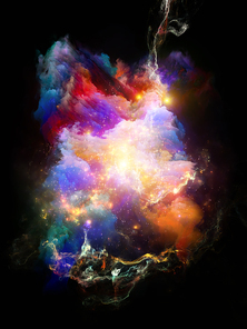Nebula of Paint. Cosmic Flower series. Artistic abstraction composed of rich colorful textures on the topic of art, design, creativity and imagination