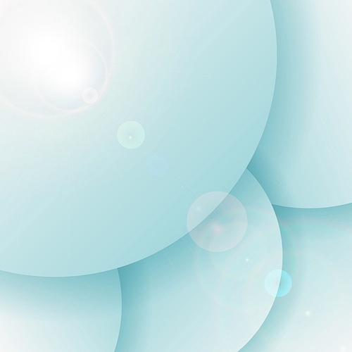 Abstract 3D blue circles overlapping layer background with lighting flare. Vector illustration