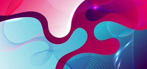 Abstract fluid shape blue and pink gradient background with wave line element. You can use for banner web, poster, brochure, template, etc. Vector illustration