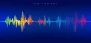 music sound wave line equalizer on blue background. voice audio visual signal. vector illustration