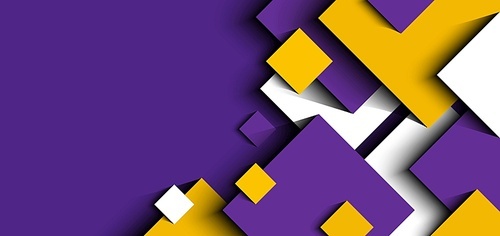Abstract background 3D purple, yellow, white geometric squares shape design paper cut style. Vector illustration