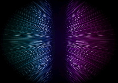 Abstract many blue, pink and purple perspective lines on black background. Vector illustration