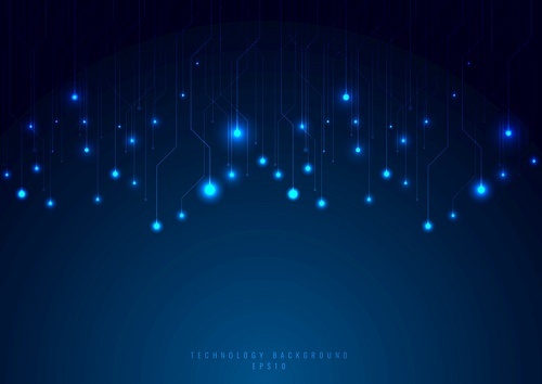 Abstract technology futuristic concept line and node on blue background. Networking science. Dark with connecting dots and lines. Connection structure. Vector illustration
