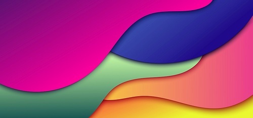 Abstract dynamic 3D gradient color wave shape background. Banner web vibrant color fluid or liquid shape with shadow. Vector illustration