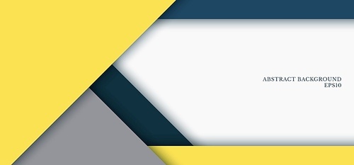 Banner web template yellow, grey, blue color trend 2021 triangle geometric overlap layer on white paper background design space for your text. Vector illustration