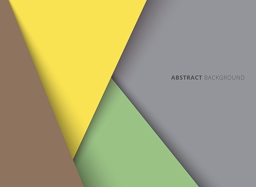 Template geometric triangle yellow, green, brown color overlapping layer with shadow on gray background. Vector illustration