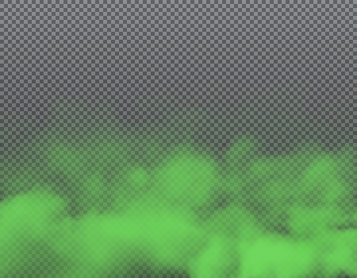 Green smoke or bad smell clouds background, vector transparent fog. Green toxic smog, stink mist or poison gas in air, realistic fluffy wave of chemical odour or fart stench and steam puffs