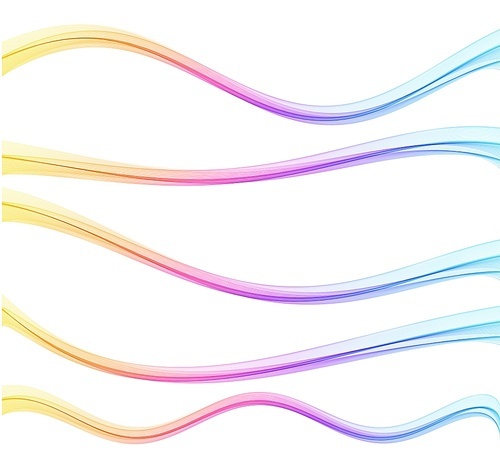 vector set of colorful wavy lines. abstract shiny spectrum multicolor wave design element on white background. gologram,  color