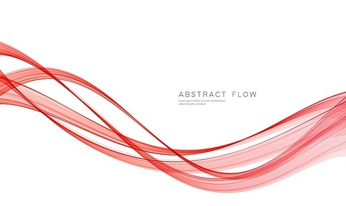 Vector red color abstract wave design element. Abstract background, color flow waved lines for brochure, website, flyer design. Transparent smooth wave