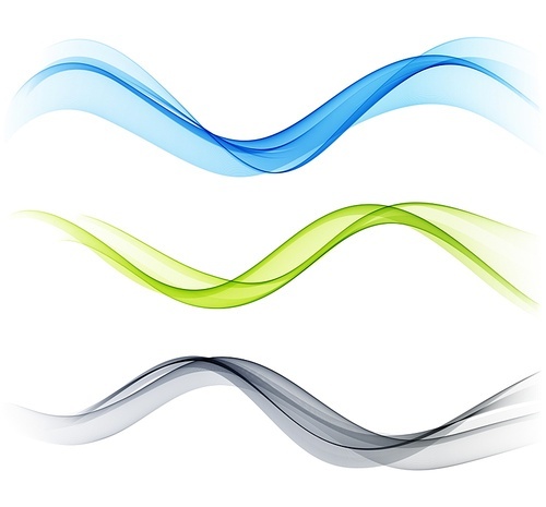 Vector Set of blue, black and green color abstract wave design element. Abstract background, blue color flow waved lines for brochure, website, flyer design. Transparent smooth wave.