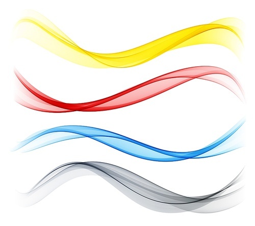 Vector Set of blue, red, yellow and black color abstract wave design element. Abstract background, blue color flow waved lines for brochure, website, flyer design. Transparent smooth wave.