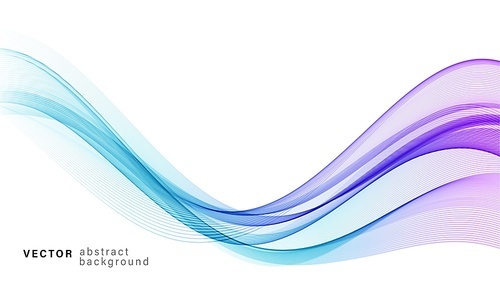Vector blue and purple color abstract wave design element. Abstract background, blue color flow waved lines for brochure, website, flyer design. Transparent smooth wave.