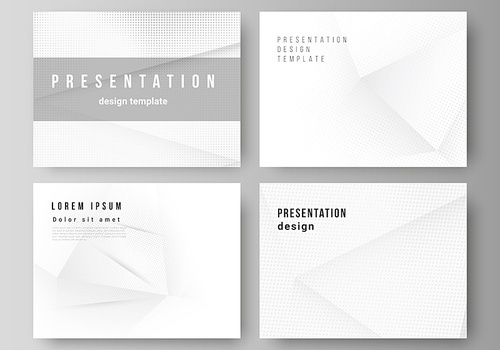 Vector layout of the presentation slides design business templates, multipurpose template for presentation brochure, brochure cover. Halftone effect decoration with dots. Dotted pop art pattern