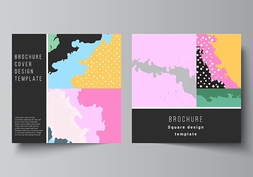 Vector layout of two square covers design templates for brochure, flyer, magazine, cover design, book design, brochure cover. Japanese pattern template. Landscape background decoration in Asian style