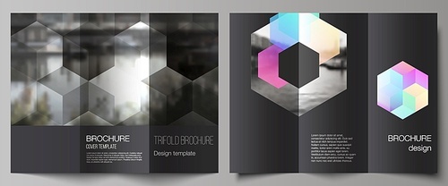 Vector layouts of covers design templates with abstract shapes and colors for trifold brochure, flyer layout, magazine, book design, brochure cover, advertising mockups