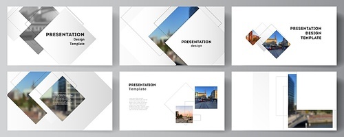 Vector layout of the presentation slides design business templates, multipurpose template with geometric simple shapes, lines and photo place for presentation brochure, brochure cover, business report.