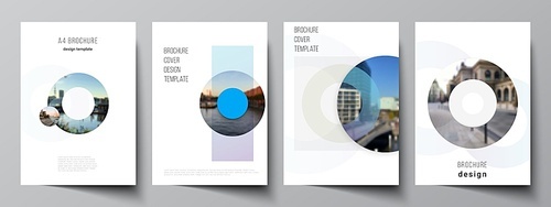 Vector layout of A4 cover mockups templates for brochure, flyer layout, booklet, cover design, book design, brochure cover. Background template with rounds, circles for IT, technology. Minimal style