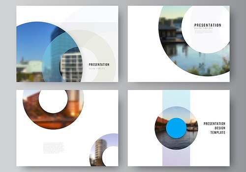 Vector layout of the presentation slides design business templates, multipurpose template for presentation brochure, cover. Background template with rounds, circles for IT, technology. Minimal style