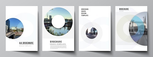 Vector layout of A4 cover mockups templates for brochure, flyer layout, booklet, cover design, book design, brochure cover. Background template with rounds, circles for IT, technology. Minimal style