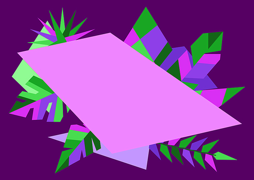 Background with tropical leaves. Abstract plants in geometric style.