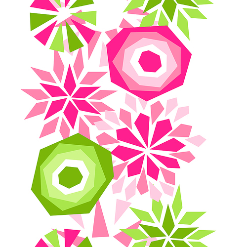 Seamless pattern with decorative flowers. Abstract plants in geometric style.
