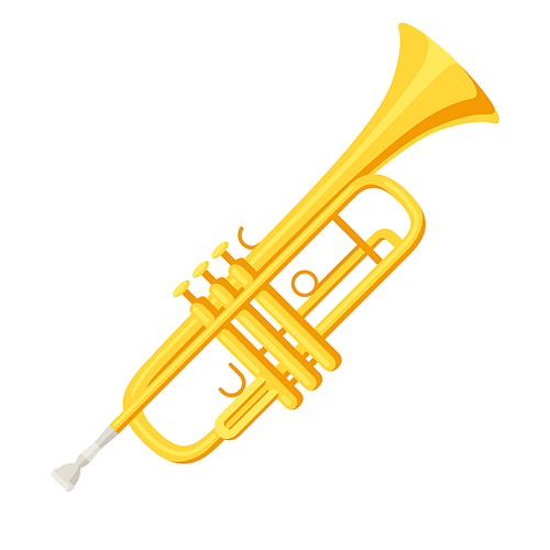 Illustration of trumpet. Musical instrument for concert poster or advertisement.
