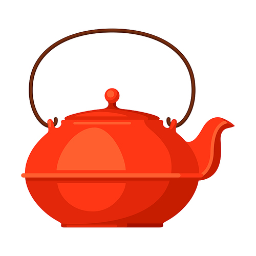 Illustration of teapot with tea. Food adversting icon or image for industry and business.