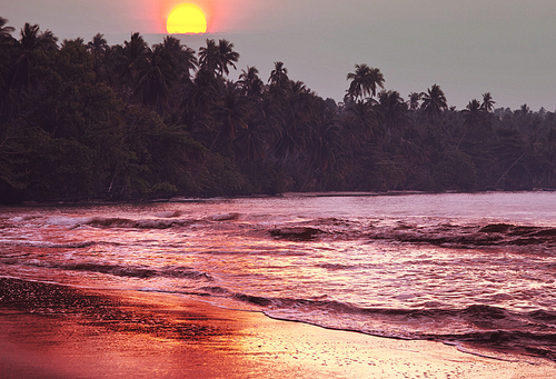 Serenity sunset on the tropical beach