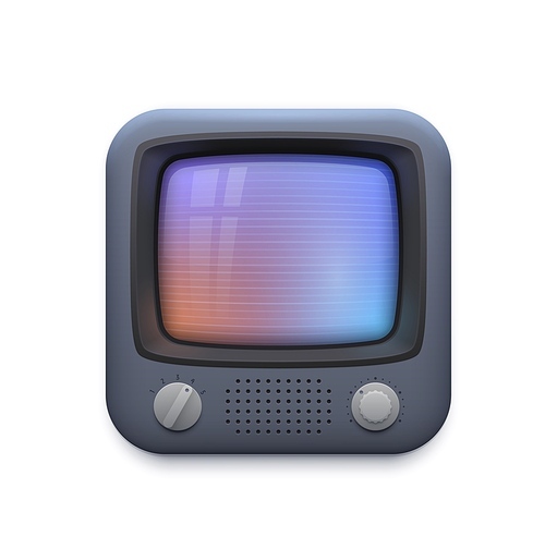 Retro TV interface icon, old television screen or vintage video player app, vector. Retro vintage TV screen application icon for video player or streaming tube and movie media or vlog channel button