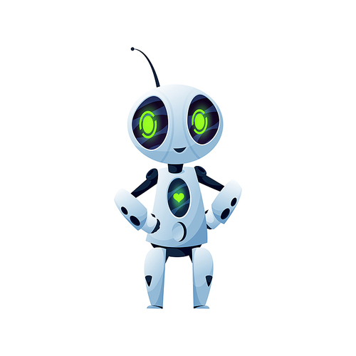 Robotic helper, futuristic humanoid, 3D automatic smart character, digital kids toy isolated icon. Vector stylish sci fi bot, cyber machine, android robot cyborg. Friendly artificial intelligence bot