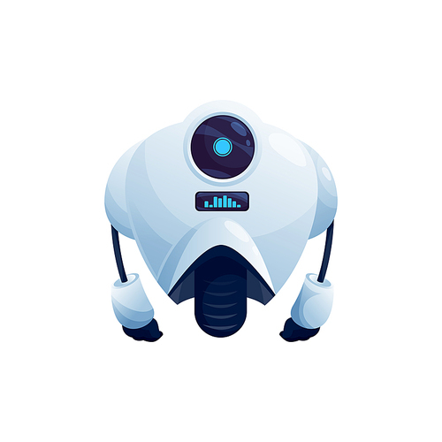 Robot with big camera display on head, on one wheel isolated futuristic character. Vector electronic cyborg, humanoid artificial intelligence machine. Friendly bot, single wheeled ai automation