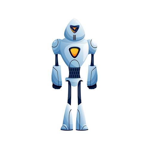 Sci-fi droid isolated robot cyberpunk with arms and legs. Vector kids toy, artificial automated android modern technologies character. Robot hi tech technologies innovations machine helper