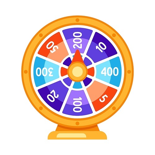 Spinning wheel of fortune. Lucky roulette illustration. Icon for gambling or online games.