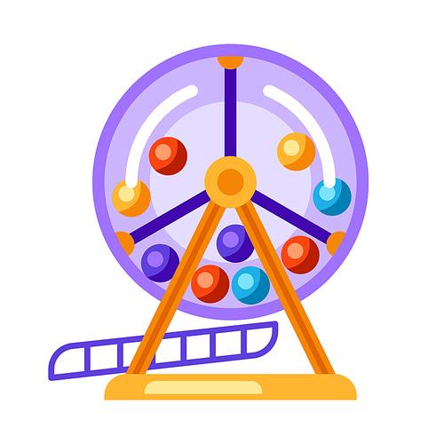 Lottery machine with balls inside. Lucky roulette illustration. Icon for gambling or online games.