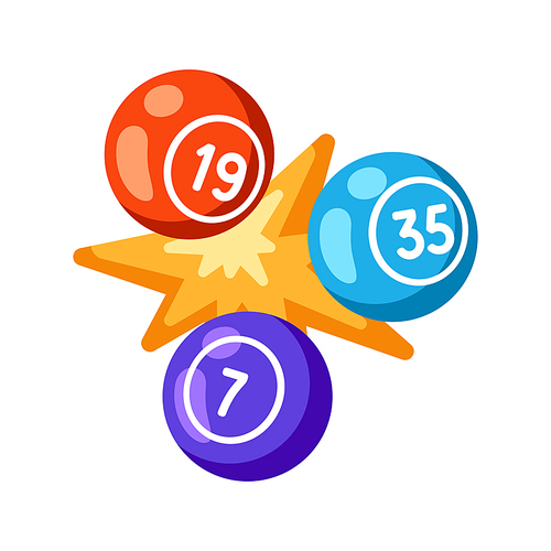 Lottery balls with numbers of lotto illustration. Icon for gambling or online games.