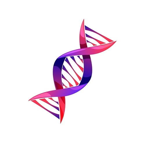 Dna helix icon, genetic medicine vector sign, spiral molecule structure. Science and scientific research, human gene code evolution. Dna cartoon symbol, design element isolated on white