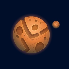 Planet of chocolate isolated sweet confectionery world flat cartoon icon. Vector tasty sphere with craters, ui game design element. Brown choco outer space globe, yummy atmosphere habitable planet