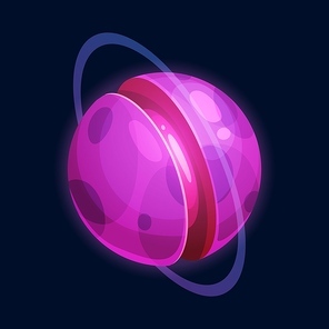 Sweet cartoon planet sci-fi fantasy world isolated cartoon icon. Vector yummy outer space planet of chocolate, sugar and caramel, aliens confectionery sphere, futuristic cosmic circle, ui game design