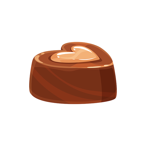 Heart shape candy of dark and milk chocolate isolated sweets. Vector dessert on Valentines day