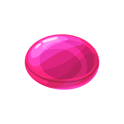 Pink round candy isolated sweet confectionery food. Vector glossy caramel or chocolate snack