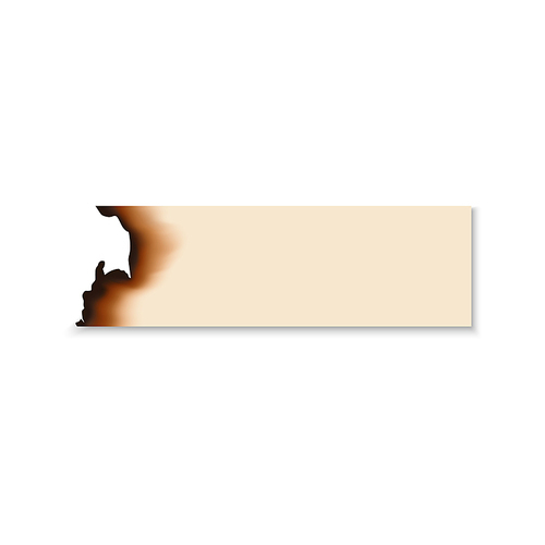 Burnt scorched piece of paper. Vector parchment sheet with dirty edges left by fire or flame