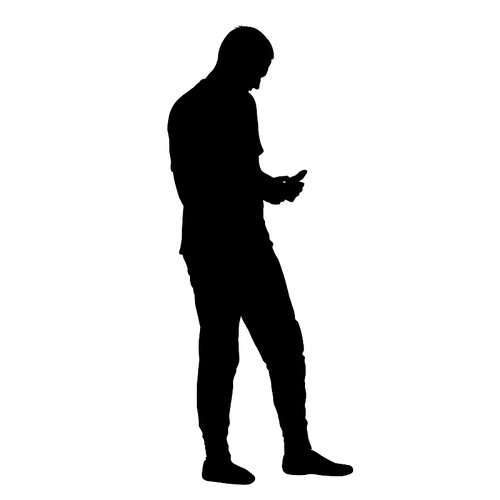 Silhouette of a walking man on a white background.