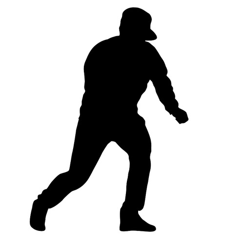 Black silhouette man standing, people on white background.