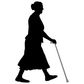 Silhouette of disabled people on a white background.