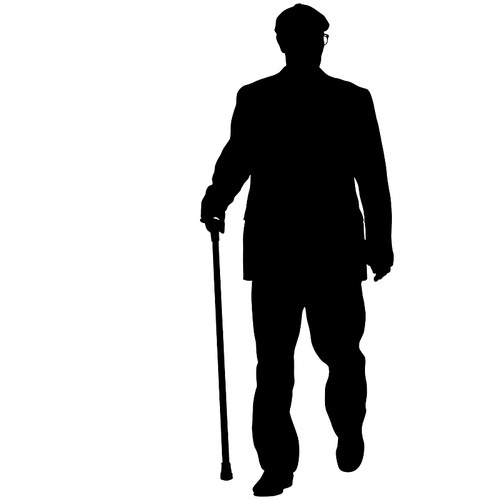 Silhouette of disabled people on a white background.